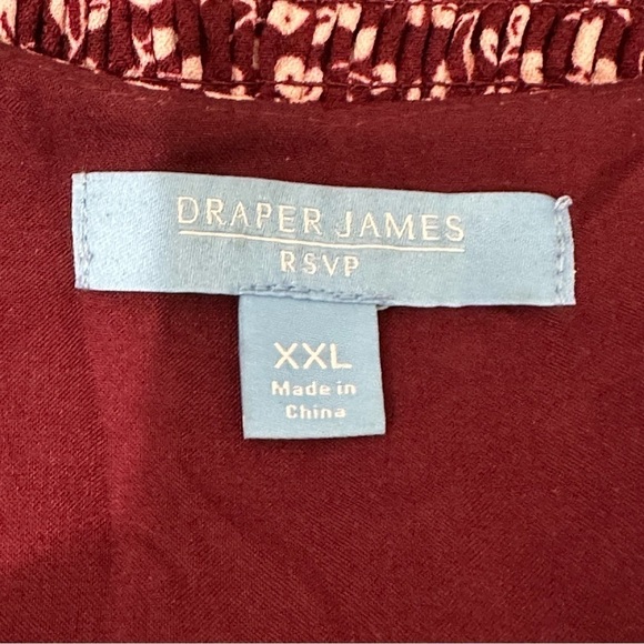 Draper James Surplus Neckline Vine Print Wine Red Dress Bishop Sleeve - Picture 6 of 8